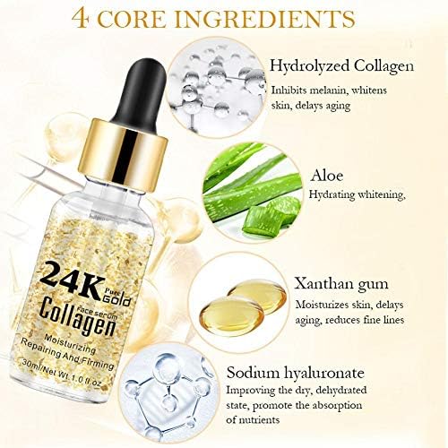 24K Gold Facial Serum, Collagen Moisturizing Shrink Pores Tighten Lifting Facial Serum