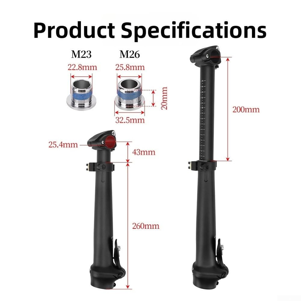 Potence Guidon Réglable 303-460mm pour Vélo Pliant