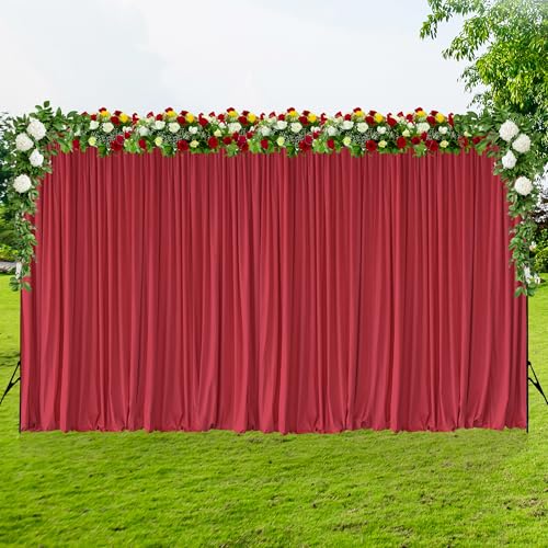 Rideaux de fond rouge 3x6m infroissable pour photobooth mariage et fête prénatale