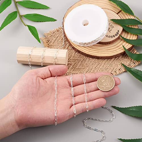 Craftdady 16.4 Feet Silver Paperclip Link Chain Brass Soldered Oval Cable Cross Chain 6X2.6Mm With Spool For Jewelry Pendant Necklace Bracelet Making #TOP3