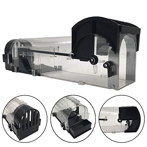 PROHEIM Trampa para atrapar Ratas y Ratones Vivos - Ratonera eficaz y Reutilizable de 32 cm de Longitud con una Altura de 8-9 cm - Trampa respetuosa con los Animales y Cierre Smart Cover