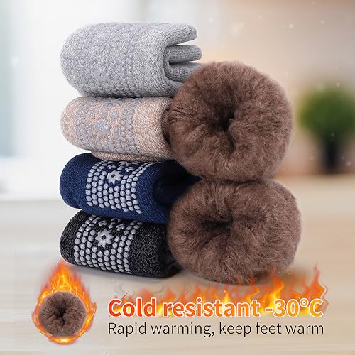 Image of ICEIVY Thermal Slipper Socks, Thick Grip Hospital Plush Slipper Grip Socks Women Winter Soft Warm Cozy Socks 4 Pairs