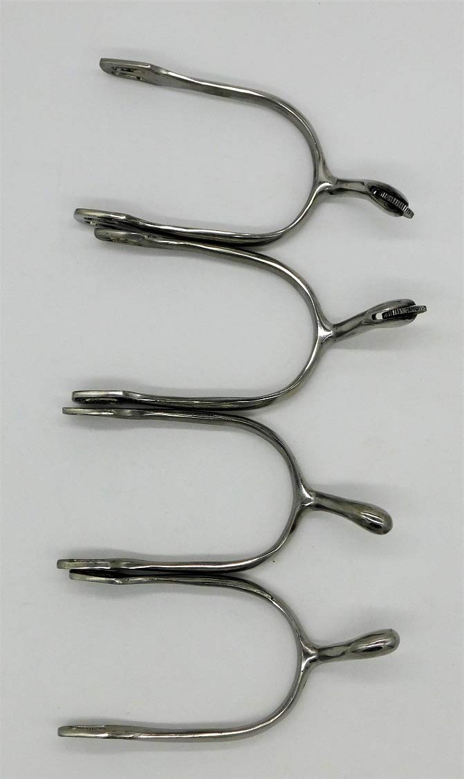 Tysons Breeches Schwanenhals Sporen Silber Farben Rädchen o Dorn ergonomisch geformt Schwanenhalssporen 4,5 cm lang (Rädchensporen, 1 Paar)