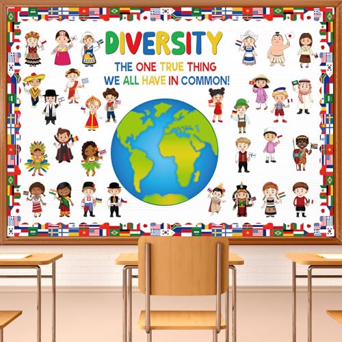 Image of Diversity in Common Multicultural Bulletin Board Decorations Diversity Bulletin Board Decoration Earth Day Activities Educational Classroom Decor Paper Cutouts For Multicultural Classroom Decor