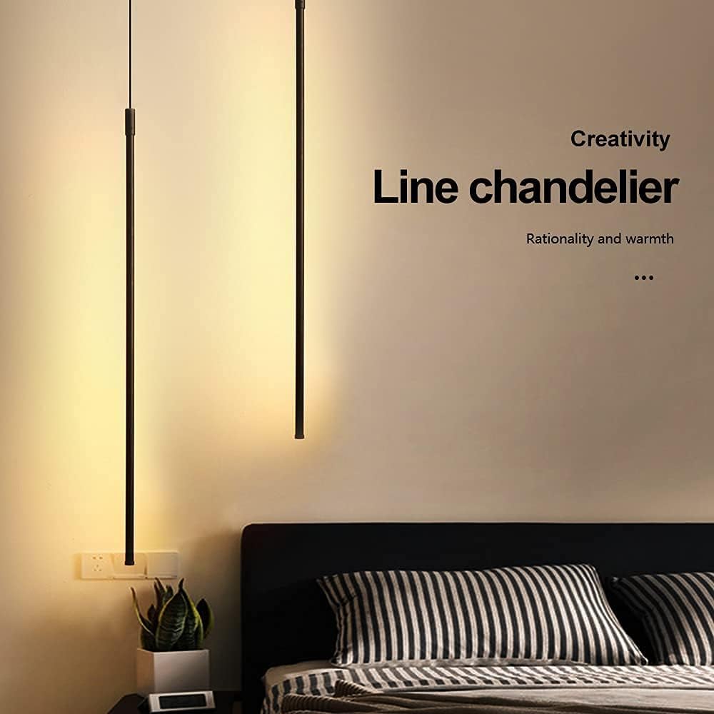 Kreatywne Długie Lampy Wiszące Rurowe Czarne Lampy Sufitowe Loft Sypialnia Salon Kuchnia Nowoczesny żyrandol Led Wystrój Przemysłowy Wisząca Oprawa świetlna, Warm Light, 140Cm