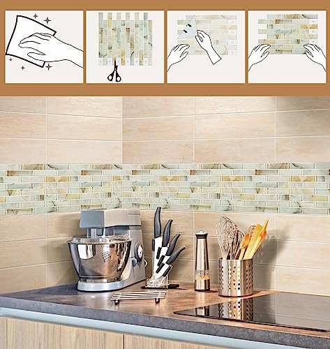 Self-Adhesive Kitchen Backsplash, 10-Sheet Peel And Stick Back Splash Marble Look Decorative Tiles 12"X12" #TOP4