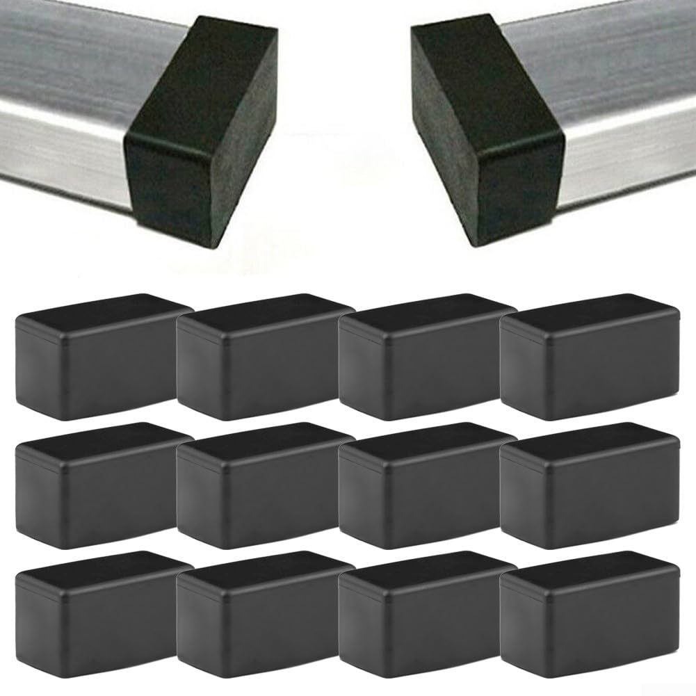 12PCS for Furniture Rubber Feet Pads Black Rectangle Rubber Furniture Leg Table Chair Leg Floor Protectors for Hardwood Floors(25x50mm)
