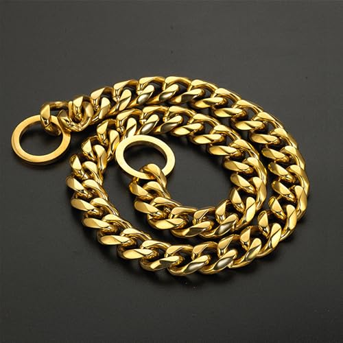Kubanisches Gliederhalsband, 19 mm, 18 Karat Gold, leicht und langlebig, mit O-Ring-Verschluss, passend für Halsumfang von 25,4 cm bis 66 cm, 9 Größen, hypoallergen, 61 cm
