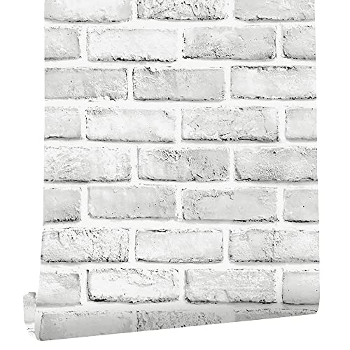Carta da parati in mattoni bianchi grigi Peel and