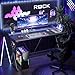 TIQLAB Gaming Desk with Power Outlets & LED 32 Inch Ergonomic Computer Carbon Fiber Surface Gamer Table, PC Workstation with Headphone Hook for Bedroom, Kids Desk Gift for Boys, Black