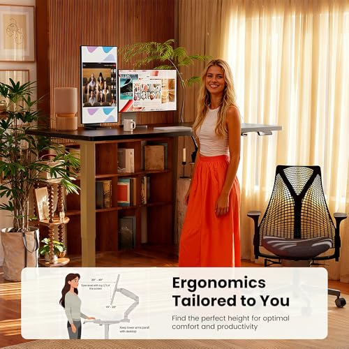 Image of ErGear Height Adjustable Electric Standing Desk, 32 x 19 Inches Sit Stand up Desk, Memory Computer Home Office Desk, Black+Gold