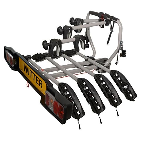 Witter Towbars ZX204 Bicyle Bolt-on towball Mounted Carrier for 4 Bikes - Maximum Load of 60kg - Lightboard for 13pin socket Cover