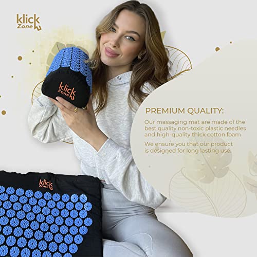 Klick Zone Set Of 3Pcs Acupressure Mat And Pillow Set With 2 Spiky Massage Balls And Travel Bag - Accupoint Mat For Neck & Back Pain Relief, Acupuncture Mat And Pillow Sleeping Aid Kit #TOP2