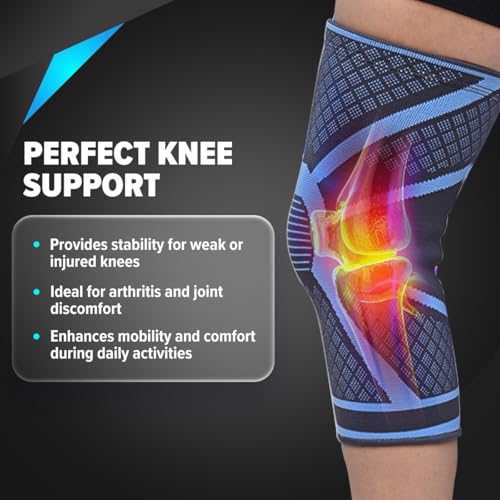 Image of Q DEVICES Comfeel Knee Cap, 1 Pair of Knee Sleeves, Compression Support Sleeve with Non-Slip Design for Workout, Sports, Meniscus Tear, ACL & Arthritis Pain Relief, Unisex (S)
