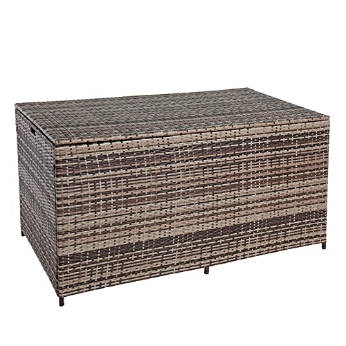 ESTEXO Polyrattan Auflagenbox XXL Kissenbox 870 Liter Gartenbox Gartentruhe Aufbewahrungsbox (Beige-Braun)
