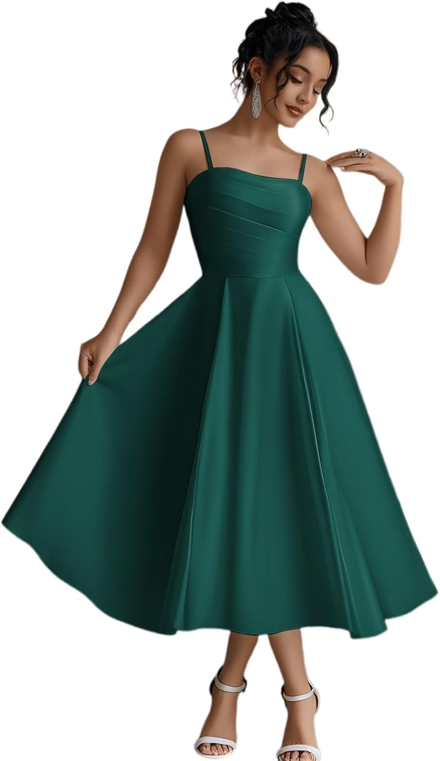 Ruched Bust Wedding Dresses for Bride, Satin Prom Dress for Women, Women's Formal Dress for Wedding Party