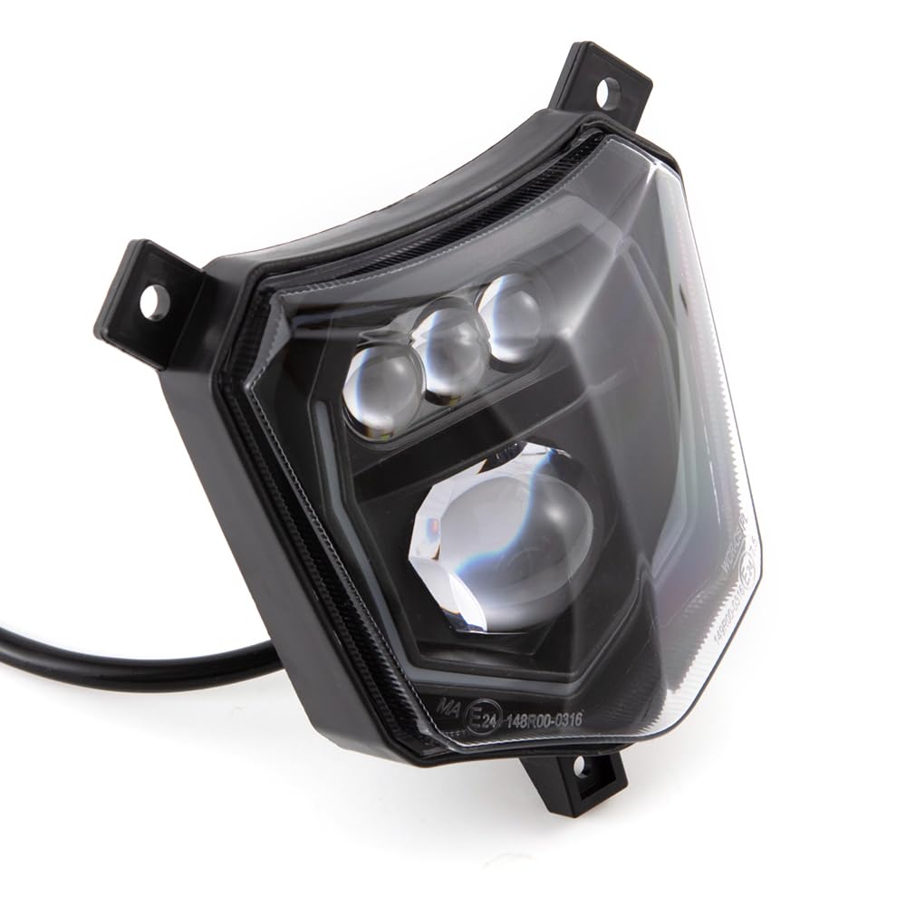 Motorrad Scheinwerfer E24 Universal Frontscheinwerfer mit E-Prüfzeichen für die meisten Motorräder Dirt Bike Enduro Supermoto CRF 125 250 450L 450RL CR XR (Schwarz)