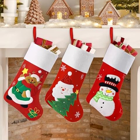 SHareconn 3 Pack Christmas Stockings Cover
