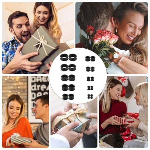 Uwiyo 20 Stück Silikon Flesh-Tunnel Set, 4-20mm Hollow Silikon Tunnel Plugs Ohrdehner Plug Ohr Expander Ohrplugs Flexible Stretching Expander Ohr Piercing Schmuck für Männer Frauen (Schwarz)