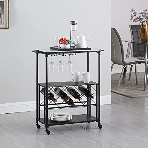 FirsTime-Co-Black-and-White-Riesling-Marbleized-Bar-Cart-Slim-Kitchen-Serving-Cart-and-Coffee-Cart-with-Storage-for-Liquor-and-Glasses-Metal-and-Wood-Industrial-30-x-1175-x-34-inches FirsTime Co Black and White Riesling Marbleized Bar Cart Slim Kitchen Serving Cart and Coffee Cart with Storage for Liquor and Glasses Metal and Wood Industrial 30 x 1175 x 34 inches