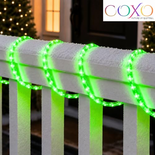 Image of COXO 40 Meters LED Rope Light for Decoration - Waterproof Green SMD Cove Light for Ceiling, Home Decor, LED Pipe Light for Diwali, Festival, Indoor, Outdoor Use (Green, 40 Meter)