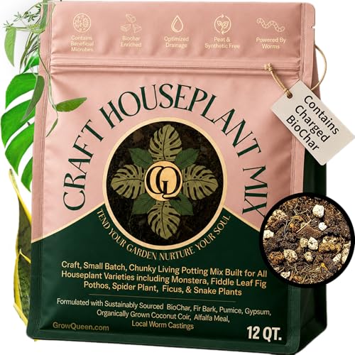 Craft Organic Houseplant Potting Mix, Elite House Plant Soil, Chunky, Well Draining Potting Soil for All Indoor Plants, Tropical Plants & Flowers, Sustainable & Peat Free, Less Prone to Gnats, 12QT
