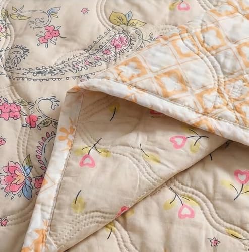 Image of Summer Blanket 100% Cotton Reversible Ac Comforter and Cooling | Classic Printed Design | Quilt | Dohar Single /Double Bed Quilt Ideal for Gifting (Cream Color Carry Floral Desing, Double)