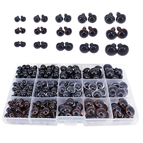 BESTCYC 198pcs 8~16mm Safety Eyes Plastic Safety Eyes Plastic Eyes with Washers for Doll,Teddy, Bear, Puppet, Plush Animal Craft