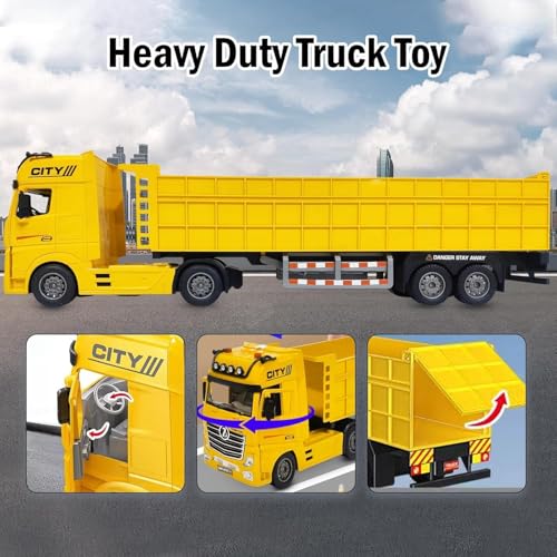 Image of Big Size Long Dumper Toy - Friction Powered Construction Vehicle with Light & Sound for Children, Heavy Duty Truck Toy (Dump Truck)