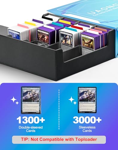 UAONO Kartenaufbewahrungsbox für Trading Cards, 2400+ MTG Commander Deck Box mit 24pcs bunten Teilern, Kartenetui passend für Magic TCG PTCG Spielkarten(schwarz und grau) – Bild 5