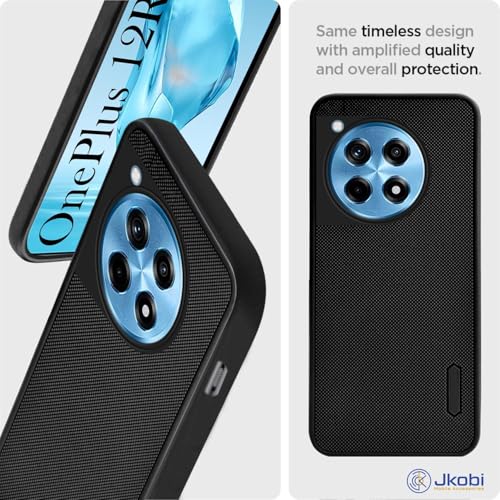 Image of Jkobi Back Case Cover for OnePlus 12R 5G (Textured Grip Design | Camera Protetion | Feel and Soft Touch | Light Weight and Slim| Black)