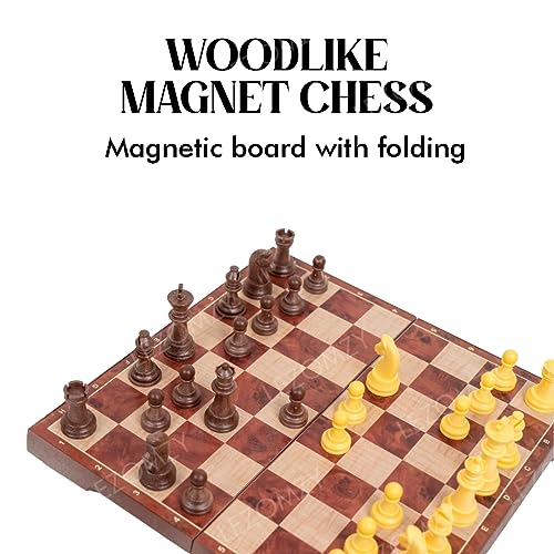Image of Chess Board Set Wood Like Magnetic 12X12 Inch Foldable Square (Woodlike Magnetic 12X12 Inch), Kids