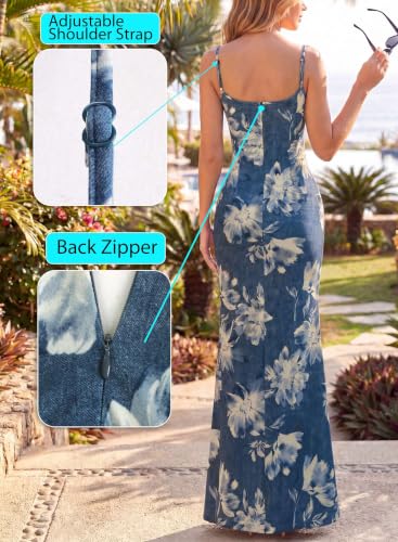 Image of VFSHOW Womens Sexy Spaghetti Strap Formal Prom Evening Gala Long Maxi Dress | Ruched Hight Slit, Sweetheart, Cocktail Wedding Guest Fitted Bodycon Gown