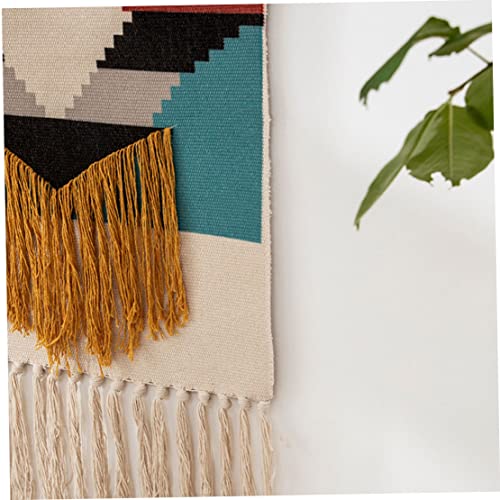 Tapiz de macramé de algodón tejido a mano NIDONE con elegantes borlas decorativas 2