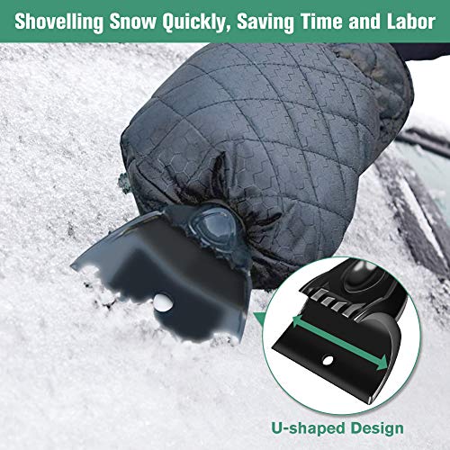 Coquimbo Ice Scraper Mitt, Waterproof Snow Romover Glove, Windsheild Snow Scraper with Warming Glove Lined of Thick Fleece for Car Windscreen, Sratch-Free, Black(2 pack) - Thumbnail 4