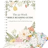 The Bible In A Year 52-Week Bible Study Journal Planner for Women and Men, Guided Christian Devotional...