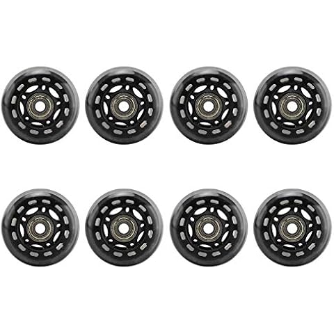 XUSHAN 8 Pack Outdoor Indoor Roller Skate Wheels, Skating Wheels with ABEC-7 Bearings, 64mm x 24mm Double-Row Roller Skate Replacement Wheels Cover