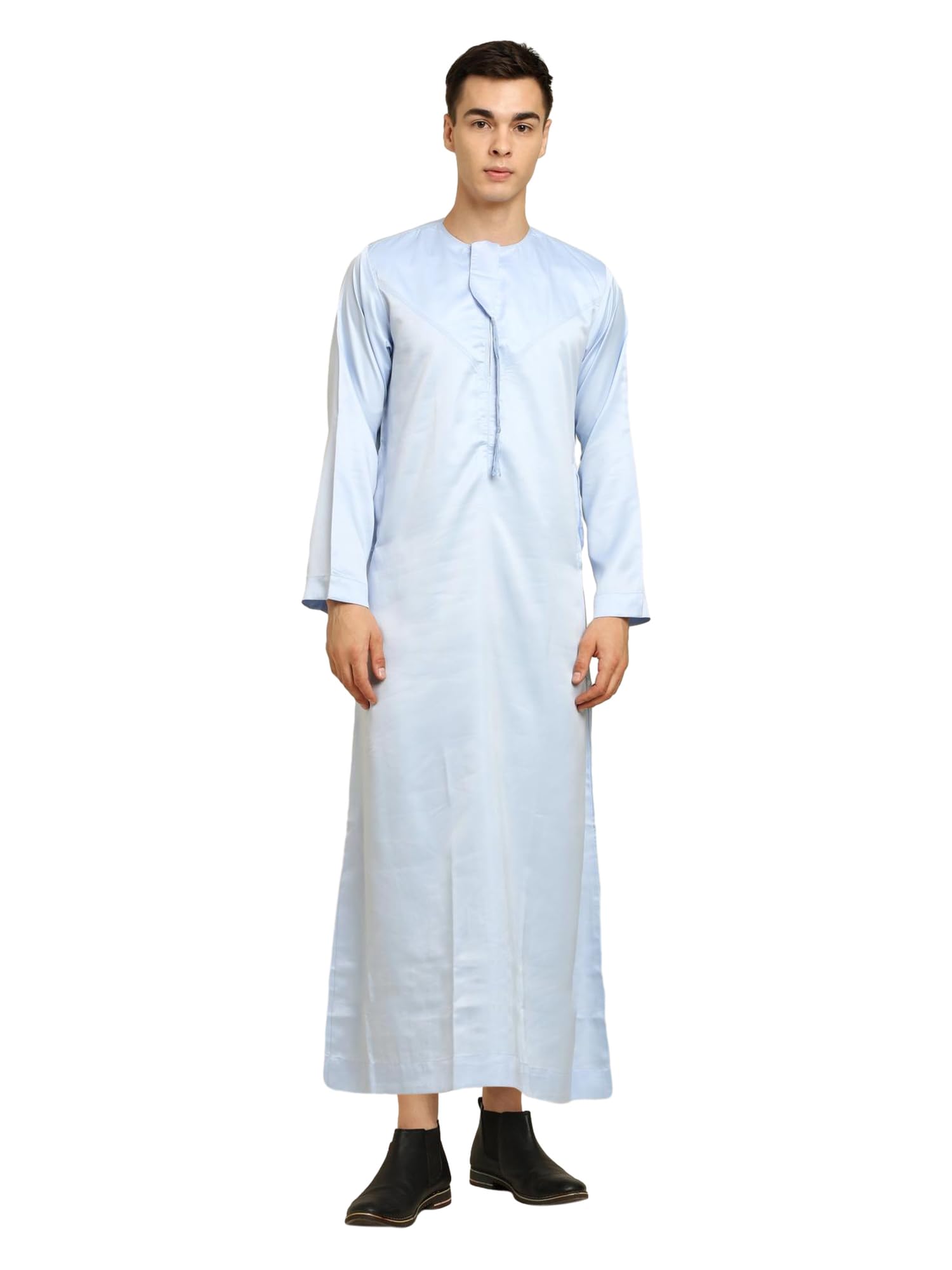 urban kanya Men’s Omani Thobe Jubba – Saudi Style Islamic Kurta for Men, Traditional Arab Long Robe, Wedding & Eid Thobe with Chest Pocket, Full Sleeve-picture-18
