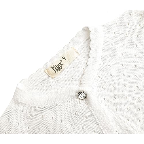 Lilax Baby Girls' Knit Long Sleeve One Button Closure Bolero Shrug 6-9 Months Cream #TOP3