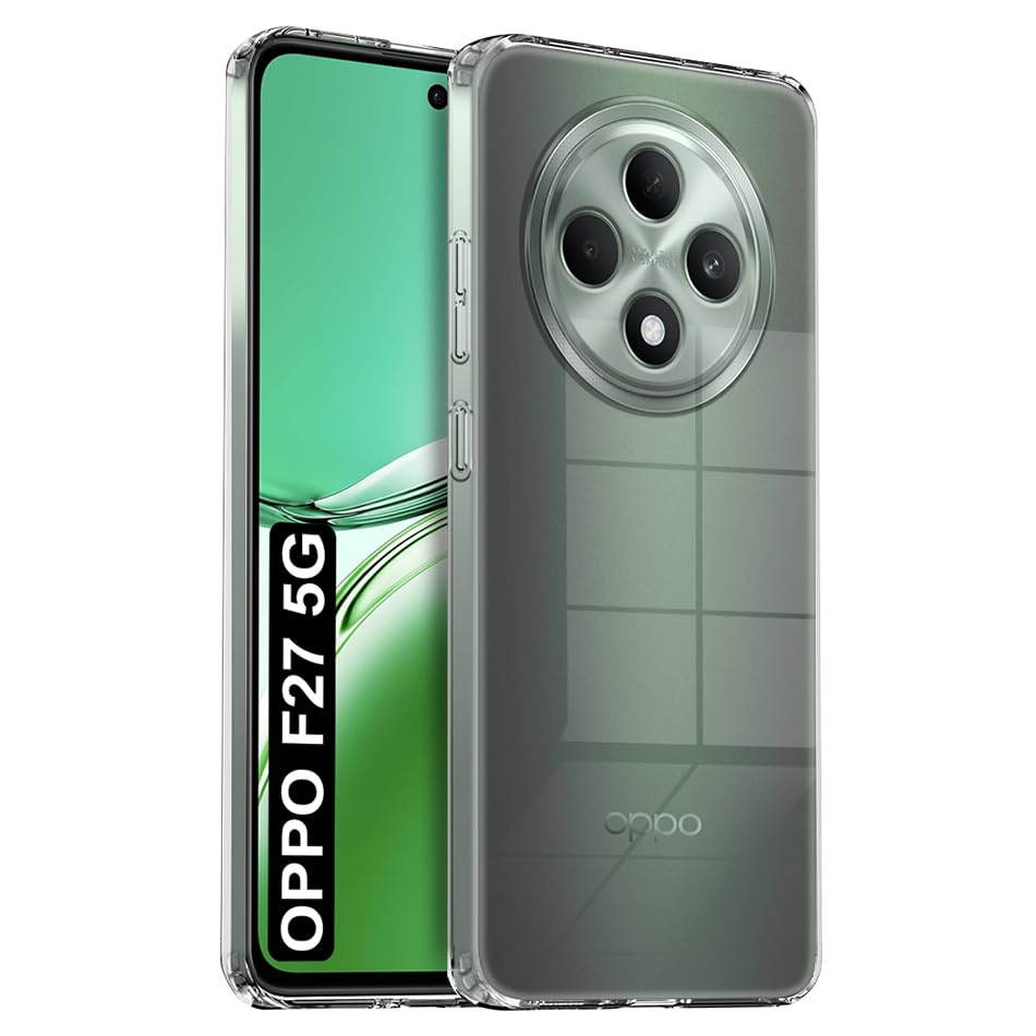 Fashionury Shockproof Crystar Clear Back Case Cover for Oppo F27 5G | Transparent Back Cover | Raised Bumps for Camera & Screen Protection for Oppo F27 5G (B0DF5PLVMM) Amazon Price History, Amazon Price Tracker