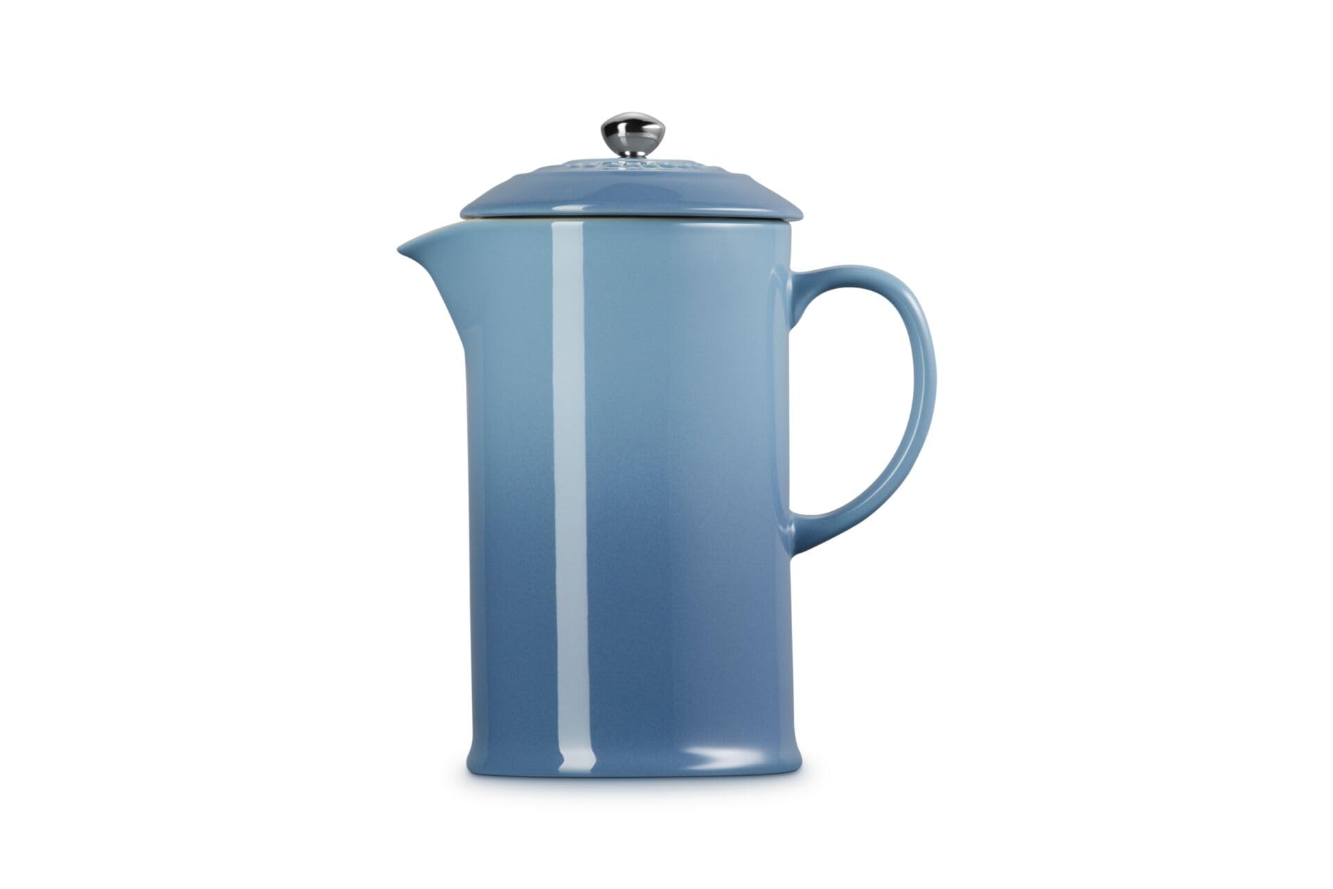 LE CREUSET Coffee Press in gres vetrificato con Pressa in Acciaio Inox, 1 L, Chambray, 60706084340003