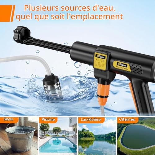 Nettoyeur Haute Pression sur Batterie, Nettoyeur de Pression Mobile sur Batterie pour Voiture et Ménage – vue 6