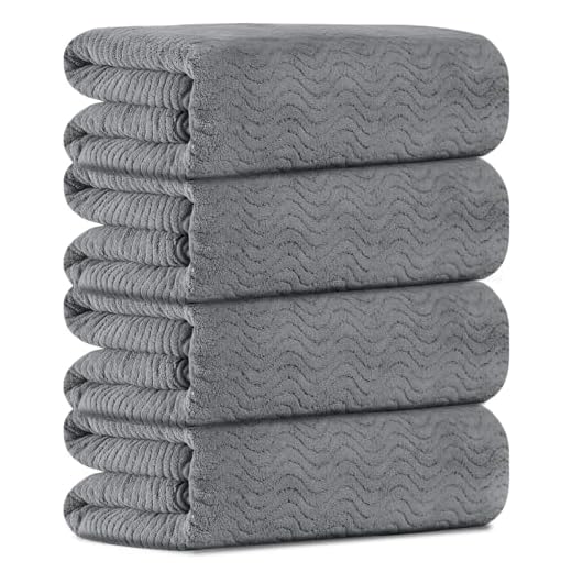 Bathroom Towels Set of 4, Oversized Bath Towels Extra Large 35x70 Inch Shower Towels Highly Absorbent Quick Dry Towel 600 GSM Soft Bath Sheet Towels Set for Bathroom Hotel SPA Fitness Camping Grey