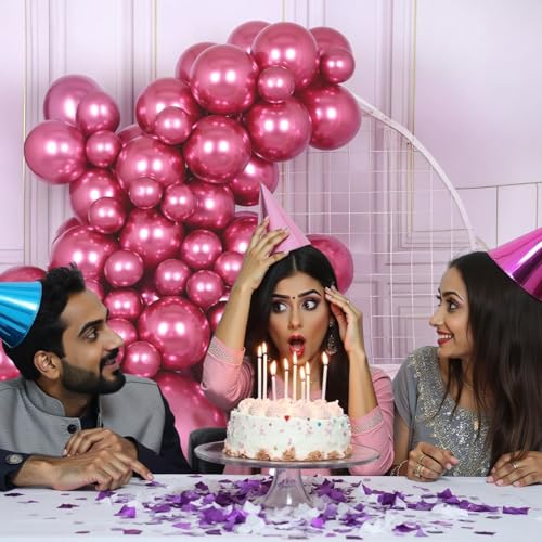 Image of Party Propz Dark Pink Balloons For Decoration - Pack Of 25 Pcs Pink Balloons for Birthday | Balloons For Decoration | Pink Balloon Decorations Set (Latex)