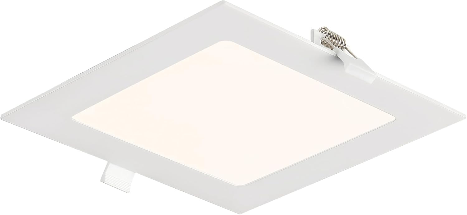 DESIGNERS FOUNTAIN 6 in. Integrated LED White Square Canless Slim Panel Light 80…