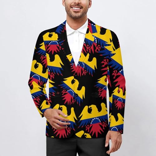 Venezuelan Ea-gles Flag Men's Slim Suit Long-Sleeve Prom Tuxedo Classic Two Button Business Jacket2
