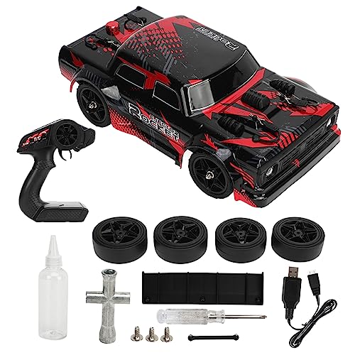 BuyWeek Voiture Télécommandée Drift, 1/16 2,4GHz 36 km/h 4 Roues Motrices RC Drift Car à Pleine Échelle avec Lumière LED et Arrière Fumée, Batterie au Lithium 1200mAh 7,4V