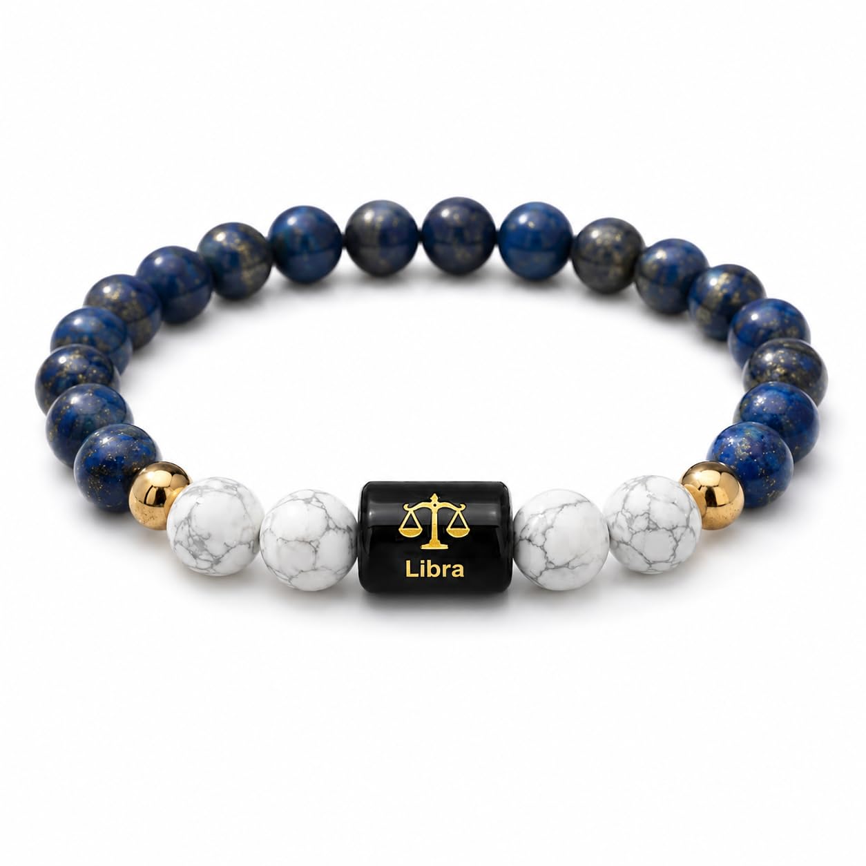 ZERIVA Natural Lapis Lazuli & Howlite Libra Bracelet | Zodiac