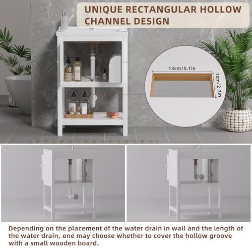 SYESWAY 24 Inch Bathroom Vanity with Sink, Bathroom Sink Cabinet with 2 Doors and 1 Open Shelf, Under Sink Cabinet, Bathroom Storage Cabinet Organizer with Sink Combo, White — view 5