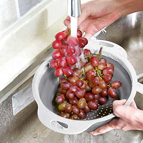 Qimh Collapsible Colander And Strainer Set Of 3-2 Pc 4 Quart(1 Gal) And 1 Pc 2 Quart(0.5 Gal) - Bpa Free & Dishwasher-Safe Silicone Kitchen Foldable Strainer For Pasta, Veggies #TOP4